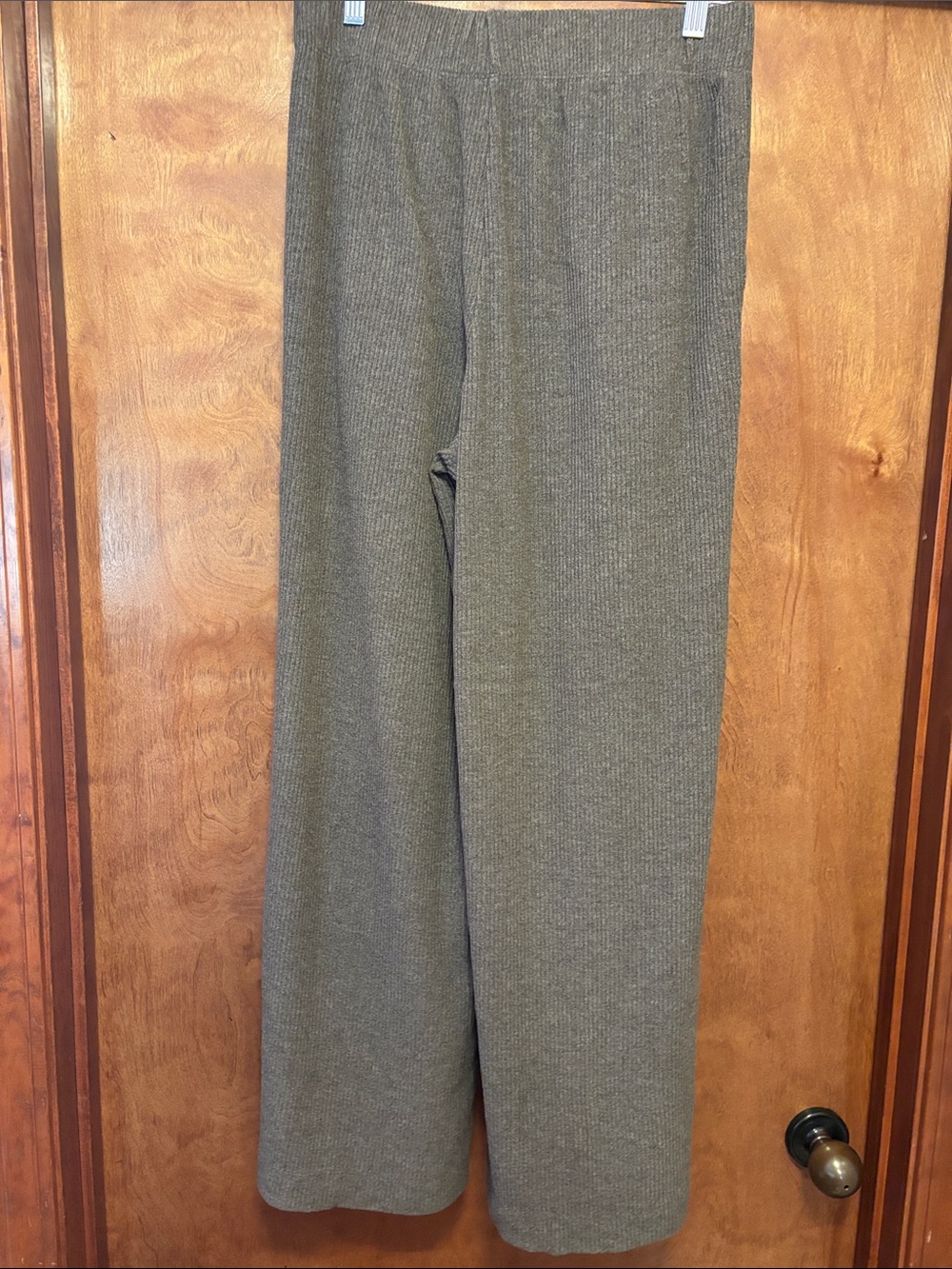 Wide Leg Knit Trousers in Heathered Brown - Picture 2 of 2